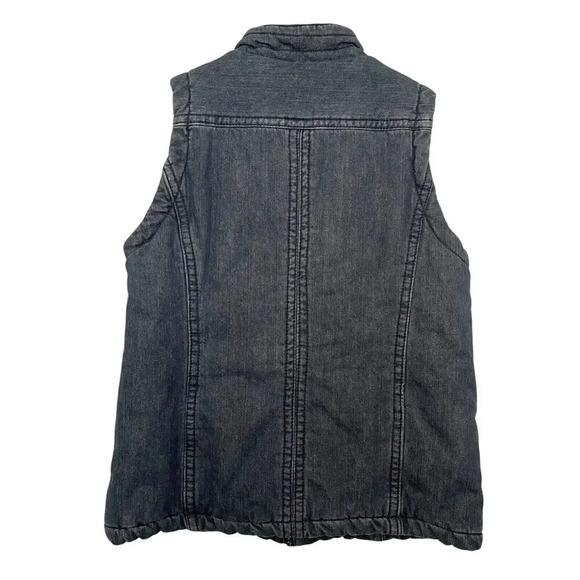 Liz Claiborne Padded Plaid Lined Denim Vest Denim Dark Wash Size Small - Picture 2 of 6